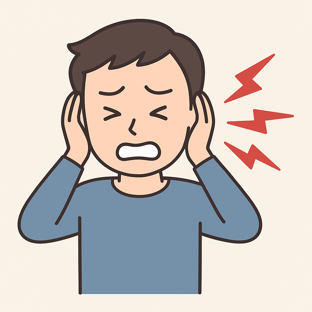 騒音に悩まされる人をイメージしたAI画像