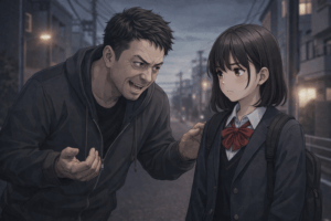 女子高生に話しかける悪い大人の画像