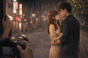 不倫している人をリークしている記者のイメージ画像